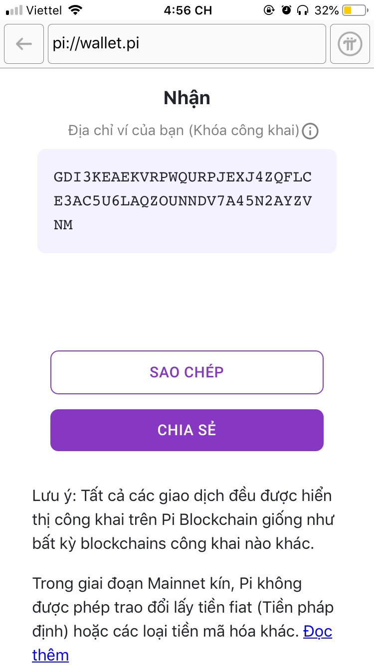 Địa chỉ ví Pi